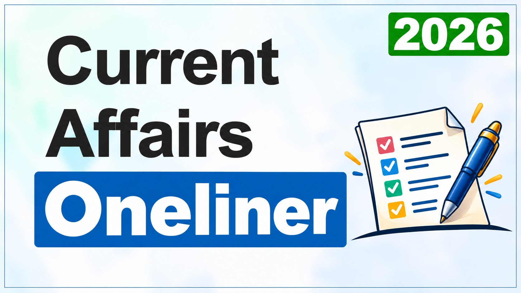 Monthly Monthly Current Affair One-Liner 2026
